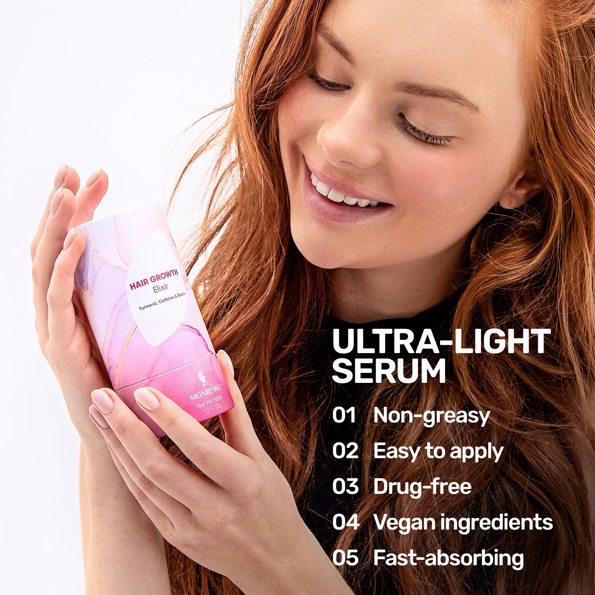 MONREMO Hair Growth Elixir with Turmeric, Caffeine & Biotin