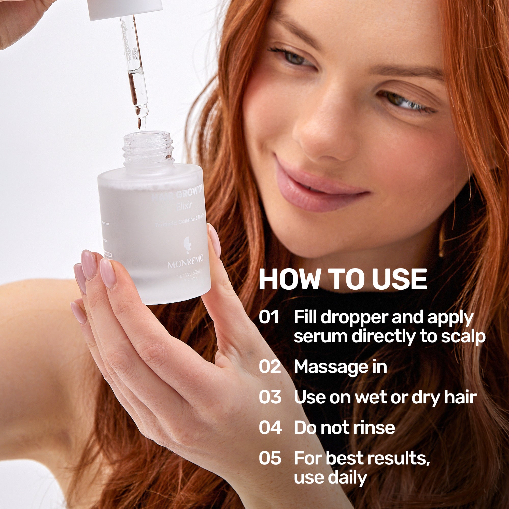 MONREMO Hair Growth Elixir with Turmeric, Caffeine & Biotin